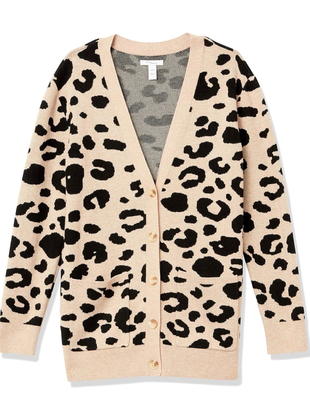 Daily Ritual Ultra‑Soft Leopard Jacquard Cardigan – Size L
